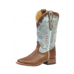Boulet Ladies Brown Vamp Turquoise Western Boots