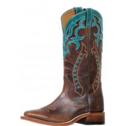 Boulet Ladies Wide Square Toe Turqueza Cowboy Boots