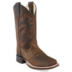 Old West Kids Brown Square Toe Cowboy Boots