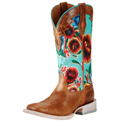 Ariat Ladies Circuit Champion Floral Brown Turquoise Western Boots