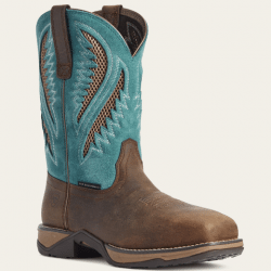 Ariat Ladies Chocolate Turquoise VentTek Composite Toe Work Boot