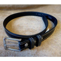 Bison Wrigley Full Grain Leather Belt Black