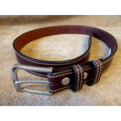 Bison Wrigley Full Grain Leather Belt Brown