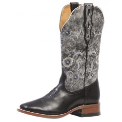 Boulet Ladies Floral Thunder Blanco Square Toe Western Boots