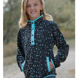 Cinch Girl's Blue Leopard Print Fleece