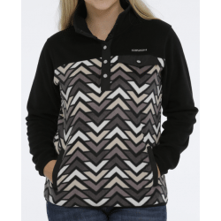 Cinch Ladies Black Chevron Polar Fleece Sweater