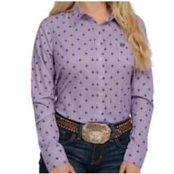 Cinch Ladies Arenaflex Lavender Print Button Western Shirt