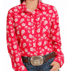 Cinch Ladies Fuchsia Hawaiian Arenaflex Button Western Shirt