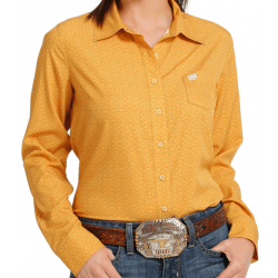 Cinch Ladies ArenaFlex Gold Print Snap Western Shirt