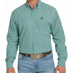 Cinch Men's Green Navy Geo Print Long Sleeve Button Down Western Shirt