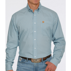 Cinch Men's Light Blue Print Long Sleeve Button Down Western Shirt