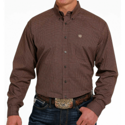 Cinch Men's Brown Weave Pattern Button Western Shirt