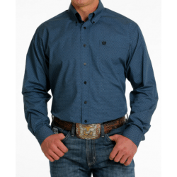 Cinch Men's Long Sleeve Button Royal Blue Geo Print Western Shirt