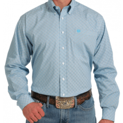 Cinch Men's Turquoise Print Button Down Western Shirt