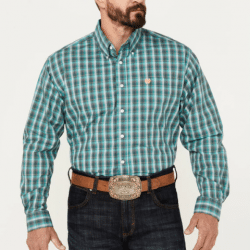 Cinch Men's Teal Plaid Button Western Shirt