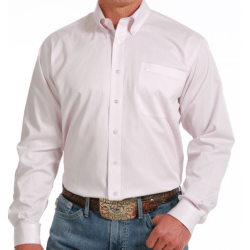 Cinch Men's Pink Stripe Tenel Button Western Shirt