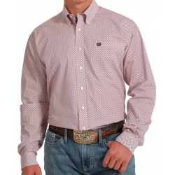 Cinch Men's Pink Geo Print Button Western Shirt