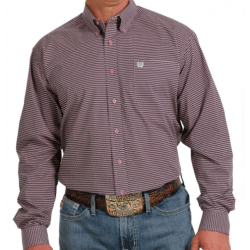 Cinch Men's Classic Fit Pink Black Geo Print Button Western Shirt
