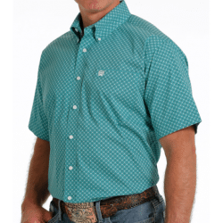 Cinch Men's Turquoise Medallion Print Short Sleeve Button Western Shirt