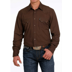Cinch Men's Modern Fit Solid Brown Snap Western Shirt