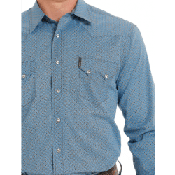 Blue Patterned Modern Fit Mens Shirt by Cinch