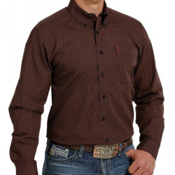 Cinch Men's Navy Brown Red Geo Print Button Western Shirt