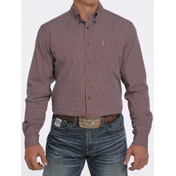 Cinch Men's Long Sleeve Button Burgundy Print Western Shirt