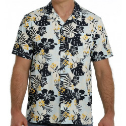 Cinch Men's Short Sleeve Camp Blue Hawaiian Print Button Shirt