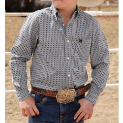 Cinch Boys Long Sleeve Button Match Dad Geo Print Western Shirt