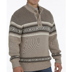 Cinch Men's Tan Button Pullover Sweater