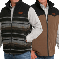 Cinch Men's Brown Quilted Reversible Vest