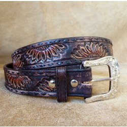 Circle Y Vintage Sunflower Tooled Leather Belt
