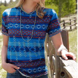 Cruel Blue Aztec Print Tee
