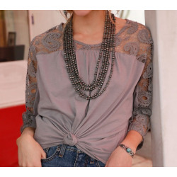 Cruel Ladies Grey Lace Knit Top