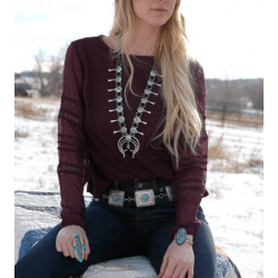 Cruel Ladies Long Sleeve Geogette Purple Blouse