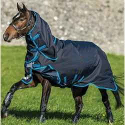 Horseware Ireland Amigo Bravo 12 Plus Bundle With 50g Outer & 100g & 300g  Liner Turnout Navy Turquoise