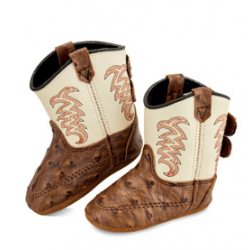 Old West Cream Brown Poppets Western Boots