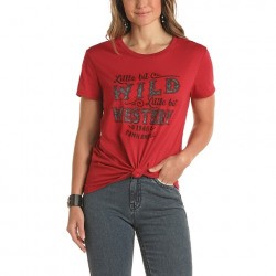 Panhandle Ladies Red Wild West Graphic Logo Short Sleeve Tee