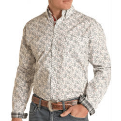 Panhandle Men's Black Vegas Cards Print Button Western Shirt
