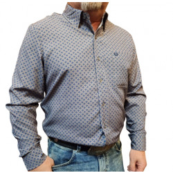 Panhandle Men's Blue Grey Print Button Shirt