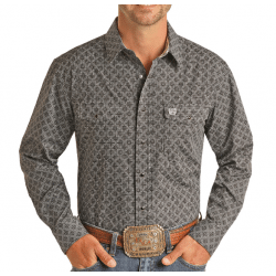 Panhandle Men's Silver Print Snap Western Shirt