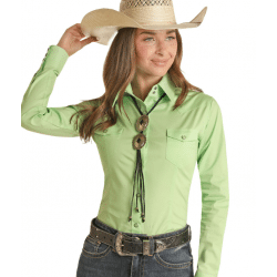 Panhandle Classic Ladies Solid Kelly Green Snap Western Shirt
