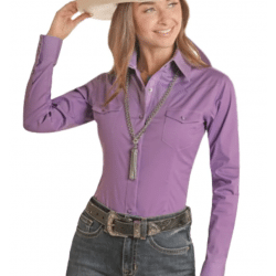 Panhandle Classic Ladies Solid Violet Snap Western Shirt