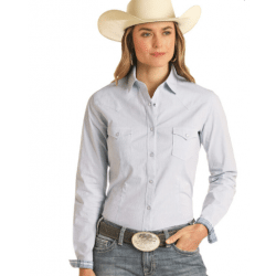 Rough Stock Ladies Royal Blue White Stripe Snap Western Shirt