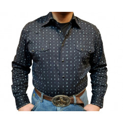 Panhandle Men's Black Music Note Print Regular Fit Snap Western Shirt