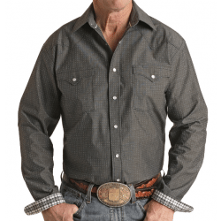 Panhandle Men's Black Print Snap Western Shirt