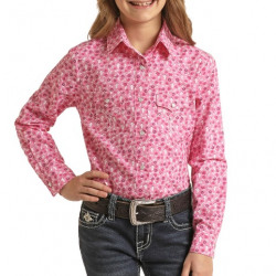 Panhandle Girl's Pink Print Snap Western Shirt