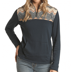 Panhandle Ladies 1/4 Zip French Terry Navy Sweater