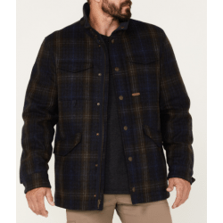 Powder River Outfitter's Men's Navy Wool Plaid Shirt Jacket