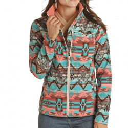 Powder River Turquoise Pink Aztec Softshell Jacket
